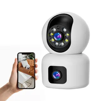 AV HOME - Cámara de seguridad doble lente FULL HD interior Vigilancia 360°