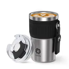 FJBOTTLE - - Taza térmica de café con aislamiento de acero inoxidable 400ml-Plata