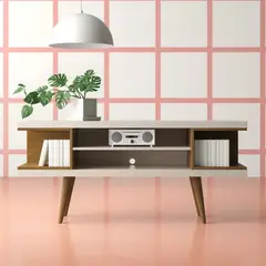 TU MESITA - Mesa de TV Vintage Memphis color MarrónBlanco