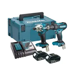 MAKITA - DLX2394J TALADRO PERCUTOR DHP485 + ATOR IMPACTO DTD156 + 2 BAT + CARG
