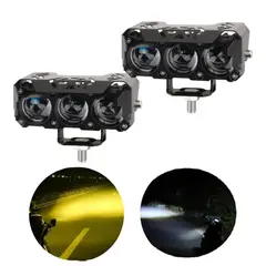 OEM - Faros lupa triple proyector luz dual blanco y ambar