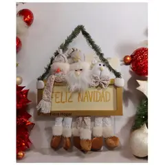 GENERICO - Adorno Letrero De Navidad Papa Noel Reno Y Nieve Dorado