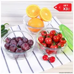 INSPIRA MARKET - Set de Táperes de Vidrio 550ml con Tapa Plástica Set x3 pcs