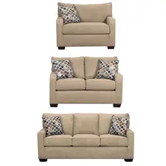 GENERICO - SECCIONAL Mueble 3 2 1 COLOR BEIGE -TELA ANTI FLUIDO +6 COJINES