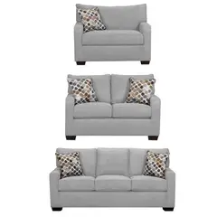 GENERICO - SECCIONAL Mueble 3 2 1 COLOR PLOMO -TELA ANTI FLUIDO +6 COJINES