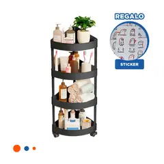 RYBIU IMPORT - Estante para Cocina 4 N con Ruedas Negro Y+Regalo Stickers