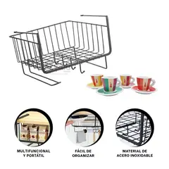 RYBIU IMPORT - Cesto Organizador de Color Negro Y+Regalo Ligas para Peinar