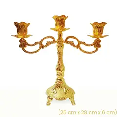 ICHIMATSU - CANDELABRO DE 3 BRAZOS PLAQUE DORADO.