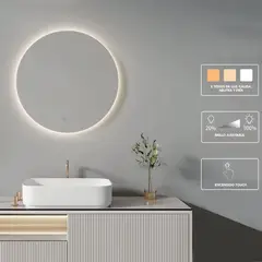 GENERICO - Espejo led tres tonos circular 70cm diámetro