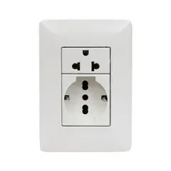 OPALUX - Tomacorriente Doble Schuko + Toma Universal BM203-KIT2