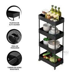GENERICO - Estante Seguro con Ruedas para Hogar Negro Y+Gift Stickers