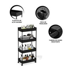 GENERICO - Estante Movil con Ruedas Tono Negro Y+Envoltorio de Regalo