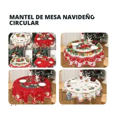 GENERICO - MANTEL DE MESA NAVIDEÑA REDONDO