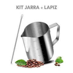 GENERICO - Kit latte art Jarra 350 ml + pluma de acero