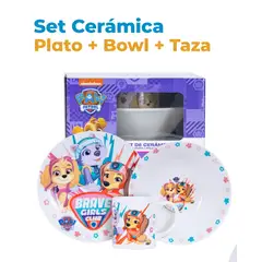 SCOOL - SET DE CERAMICA 3 PIEZAS BOWL PLATO Y TAZA