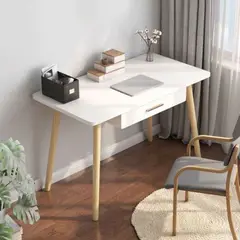 TU MESITA - Escritorio Vintage Moderno Almendra 1 Cajón Blanco