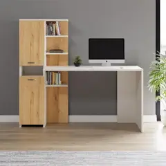 TU MESITA - Escritorio moderno mas repisas Lotus color BlancoDuna