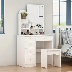 MUEBLES CRISOSTOMO - Tocador de Maquillaje Moderno Blanco 80cm