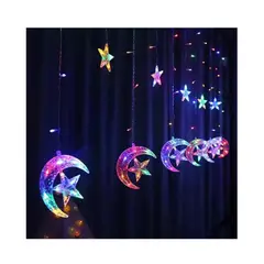 GENERICO - LUCES NAVIDEÑA ESTRELLA MEDIA LUNA MULTICOLOR GUIRNALDA