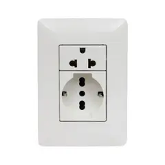 OPALUX - Tomacorriente Doble Schuko + Toma Universal BM203-KIT2