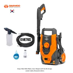 DAEWOO - Hidrolavadora de alta presion 1500 PSI -1400w Manguera 10 Mts