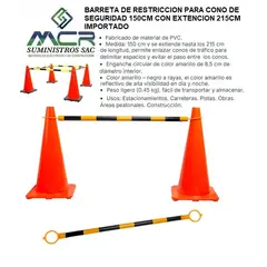 GENERICO - DELIMITADOR PARA CONO DE SEGURIDAD 150CM CON EXTENCION 215CM X 2UND