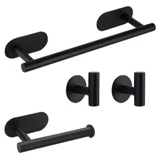 HOGARMAS - Set de Accesorios Black para Baño con Autoadhesivos