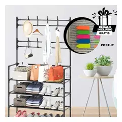 RYBIU IMPORT - Rack para Zapatillas en Color Negro Y+Banderitas Adhesivas