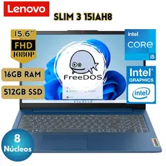 LENOVO - Laptop IdeaPad Slim 3 15IAH8 15.6" FHD, Intel Core i5 12va Gen. 16GB 512GB SSD FREEDOS