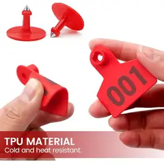 GENERICO - PACK X 100 CROTAL ARETE PARA CERDO ROJO 4X5 CM NUMERADO