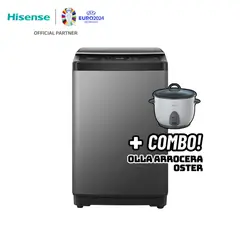 HISENSE - LAVADORA SMART FUZZY 10KG CARGA SUPERIOR GRIS - WT3J1023UT + OLLA ARROCERA OSTER