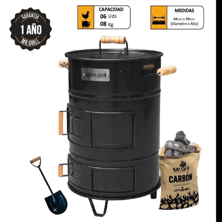 Cilindro mediano de fierro + Pala + Carbón