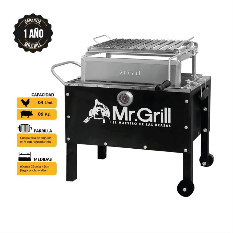 Caja China Mediana Jr Inox con parrilla regulable + Termómetro