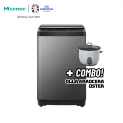 HISENSE - LAVADORA SMART FUZZY 10KG CARGA SUPERIOR GRIS - WT3J1023UT + OLLA ARROCERA OSTER