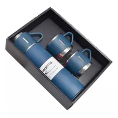 GENERICO - Set Termo Para Agua Calientefría + 3 Tazas 500ml Azul