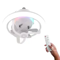 SEISA - Foco Ventilador Rgb De Techo 2 En 1 Giratorio 360 Circular