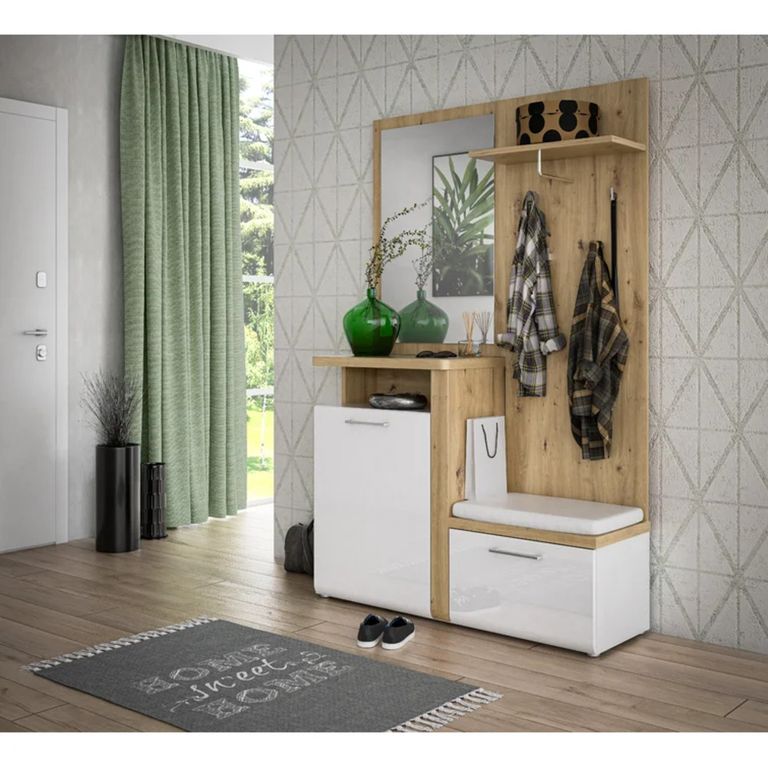 Aparador Recibidor Hazuki Marrón y Blanco R&R MUEBLES