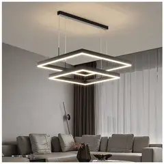 GENERICO - Lampara colgante LED cuadrada negro Incluye control remoto