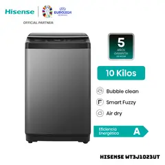 HISENSE - LAVADORA SMART FUZZY 10KG CARGA SUPERIOR GRIS - WT3J1023UT