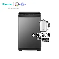 HISENSE - LAVADORA SMART FUZZY 10KG CARGA SUPERIOR GRIS - WT3J1023UT + HERVIDOR OSTER BLANCO