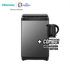 HISENSE - LAVADORA SMART FUZZY 10KG CARGA SUPERIOR GRIS - WT3J1023UT + HERVIDOR OSTER NEGRO