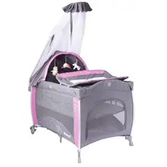 EBABY - Cuna Corral Aluminio NOA 780 Con Tul Reina - Rosado