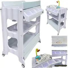 STOKKER BABY - Bañera cambiador con regadera y cojín CRISTALL CELESTE