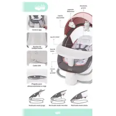 BABY CAM - Silla mecedora eléctrica 3 en 1 Premium Rosa