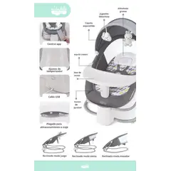 BABY CAM - Silla mecedora eléctrica 3 en 1 Premium Plomo