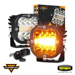 AUXBEAM - 2 FAROS LED 3' 96W 9600LM 6 MODOS LUZ AMBAR Y BLANCO