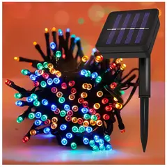 INSPIRA MARKET - Tira de 200 Luces LED Navideñas Multicolor con Panel Solar