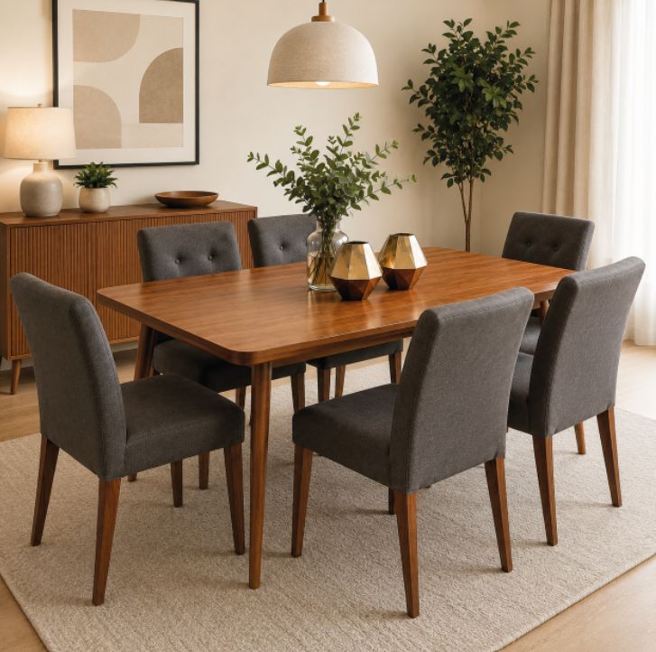 Juego de Comedor de Madera 6 Sillas Lia Gris