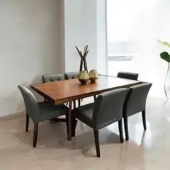 ALTO HOGAR - Juego de Comedor 6 Sillas Lia Gris Madera Tornillo
