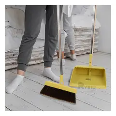RYBIU IMPORT - Escoba Versatil con Recogedor Amarillo Y+Regalo Agendita